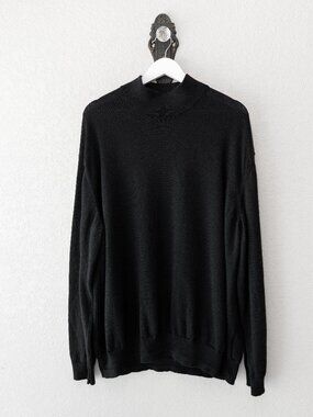 Jos A Bank 3XB Black 100% Merino Wool Sweater Mock Neck Big Tall Lightweight